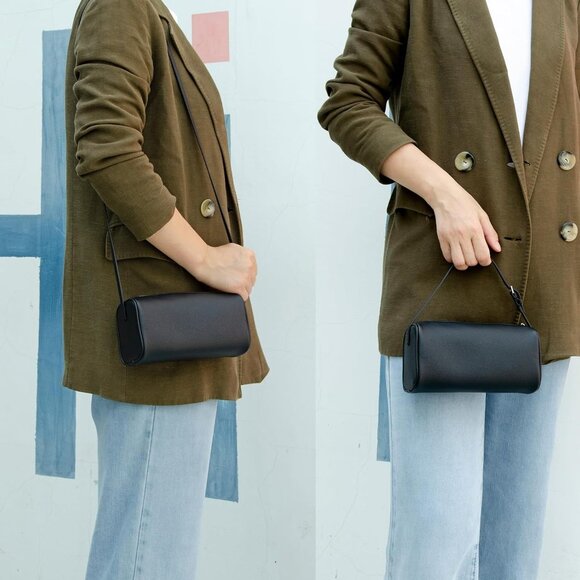 🆕Women Black Premium Full Grained Leather Crossbody Adjustable Strap Bag - Picture 9 of 10